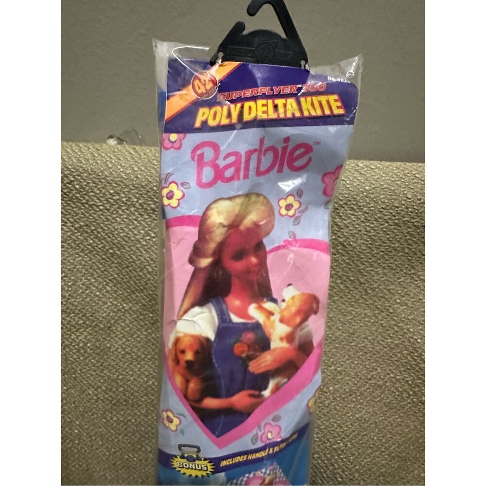 Vintage NEW 1996 90s Barbie Themed 42in TOY BIZ Kite Super Flyer NIP Sealed VTG